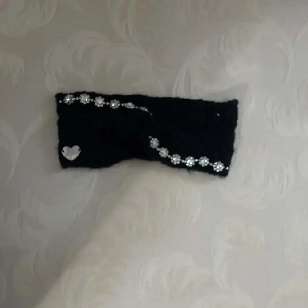 Betsey Johnson Headband Winter Bandana Cream Ice Princess Knit Bling Bling O/S‎